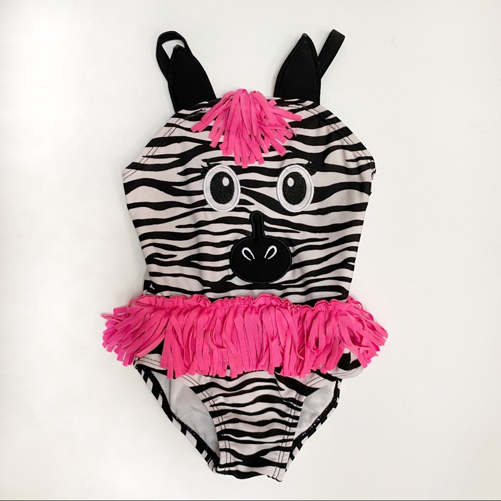 🦓 Baby Girls Zebra Swimsuit, 18 Months